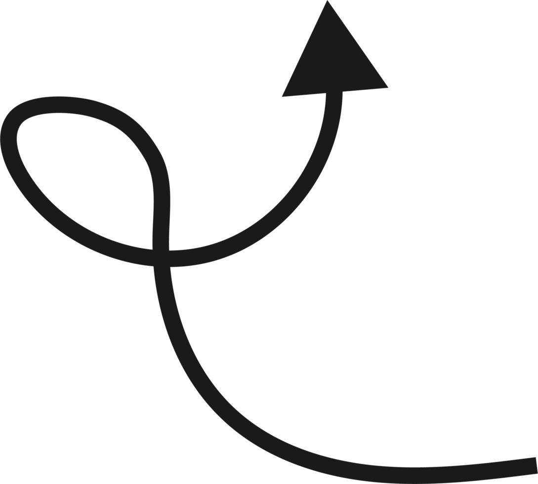 Hand drawn curved arrow shape. Arrow line png