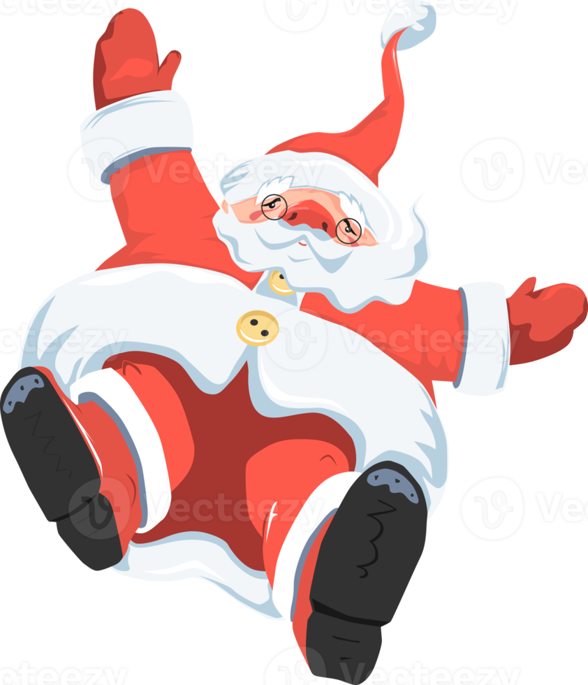 Cartoon-style flying Santa Claus. png