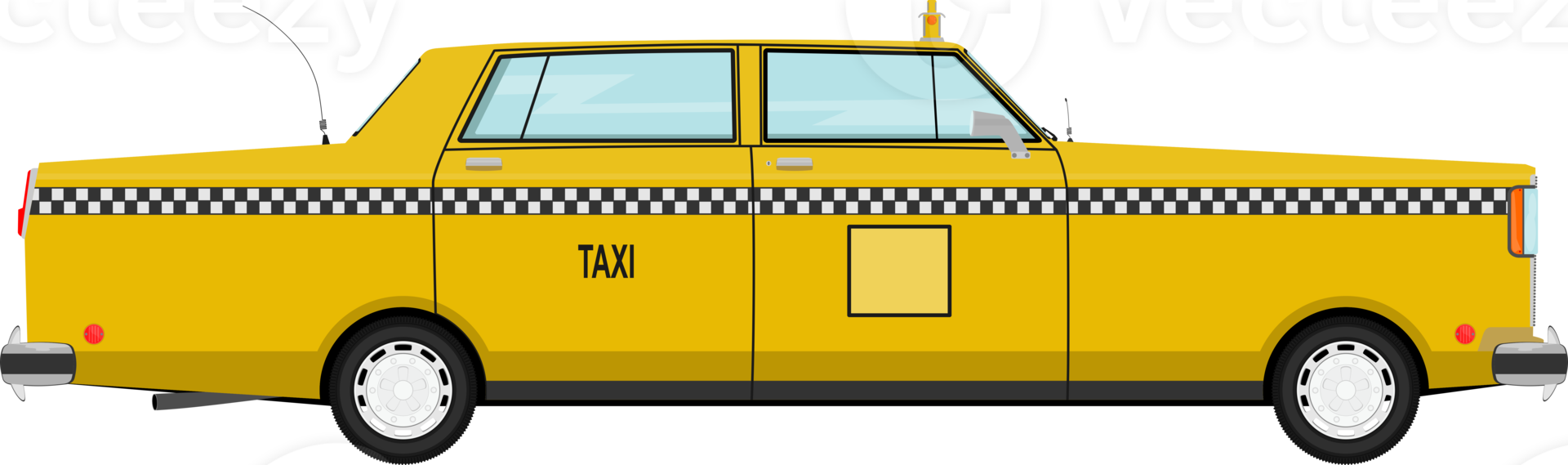 Cartoon yellow taxi. png