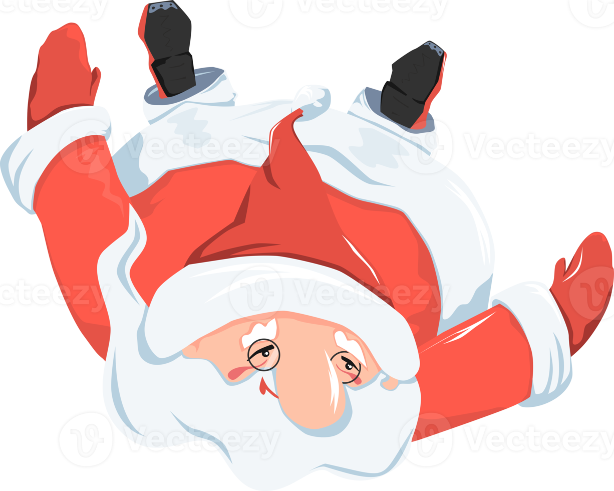 Cartoon-style flying Santa Claus. png