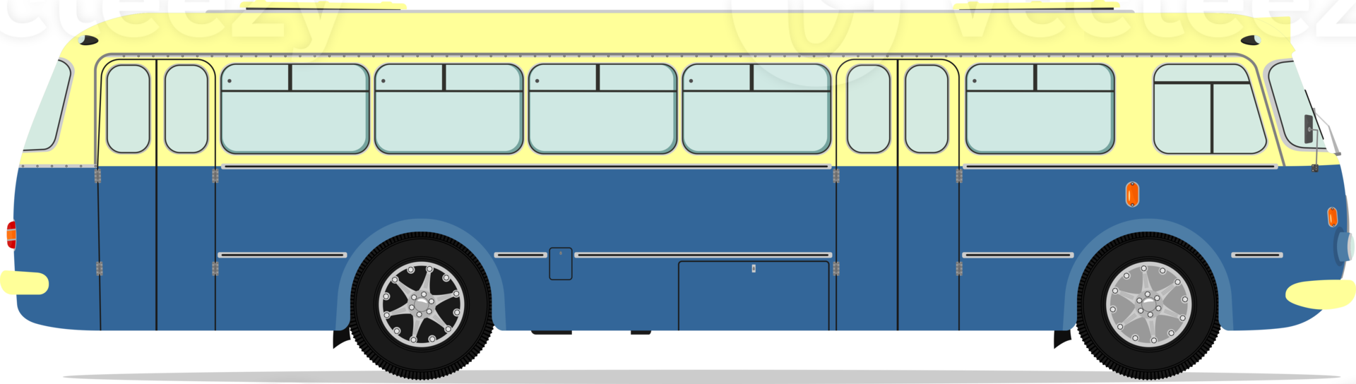 Vintage bus. Side view. png