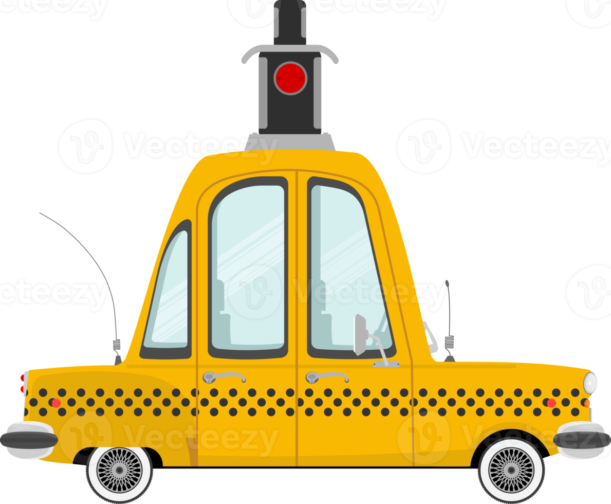 Cartoon taxi. Side view. png
