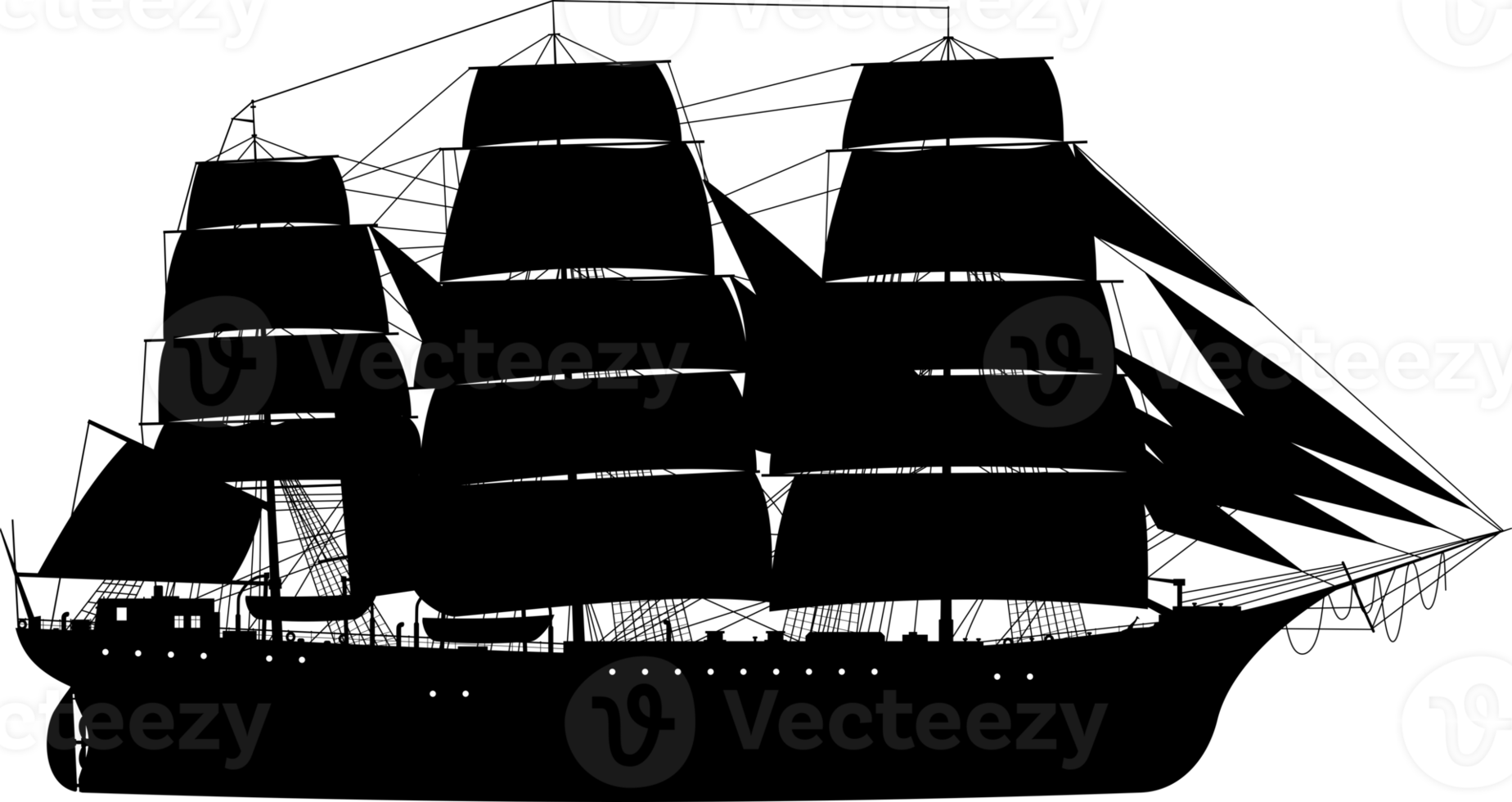 Silhouette of a sailing ship. 22220424 PNG