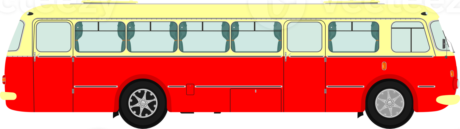 Vintage bus. Side view. png