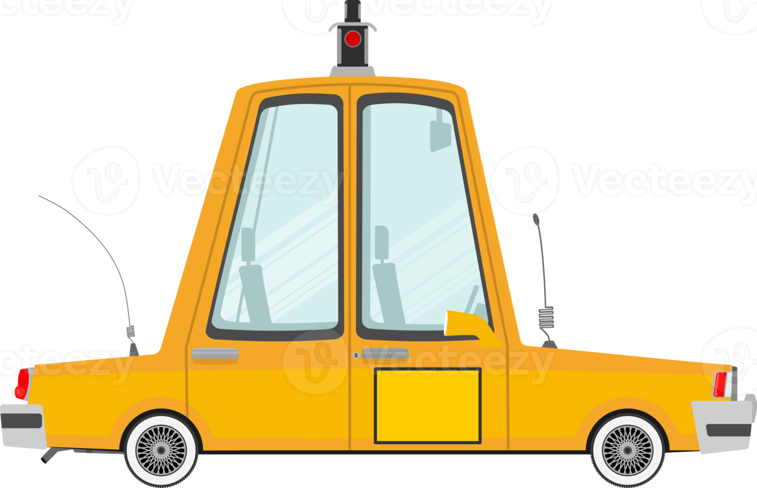 Cartoon taxi. Side view. png