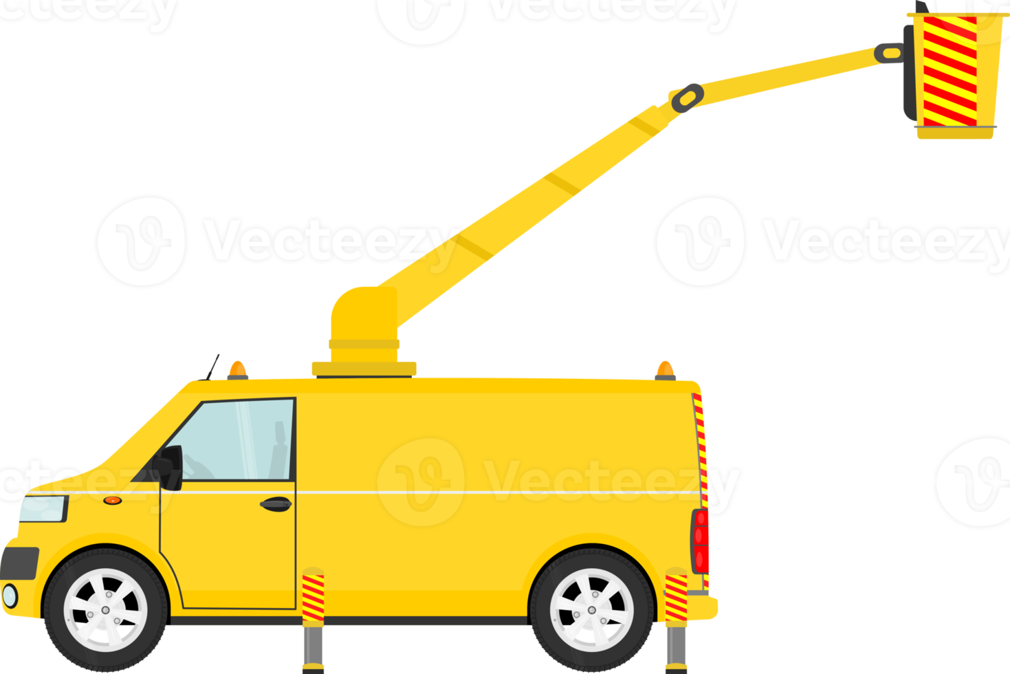 elevando trabajo plataforma montado en un moderno camioneta. png