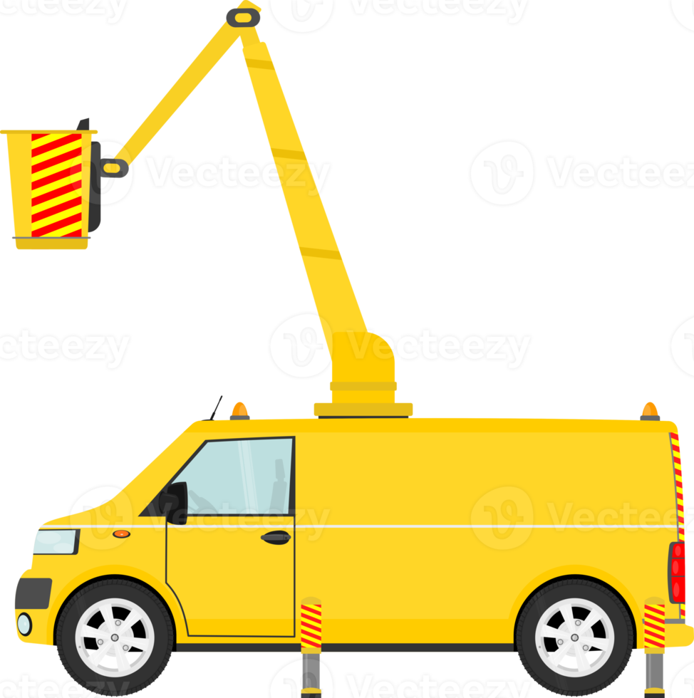 Elevating work platform mounted on a modern van. png