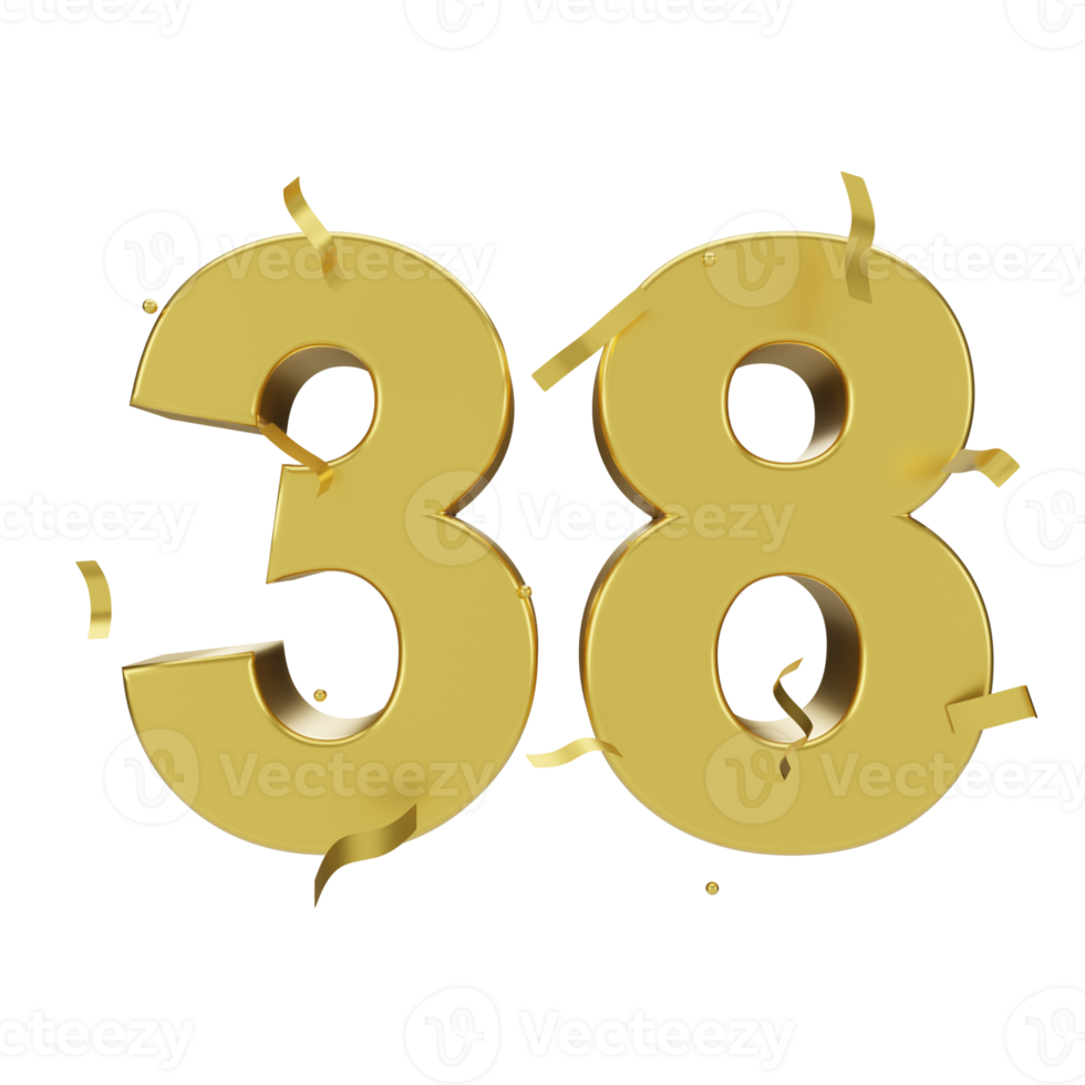 Gold 38 Number With Confetti 22220853 PNG gold-38-number-with-confetti-22220853-png