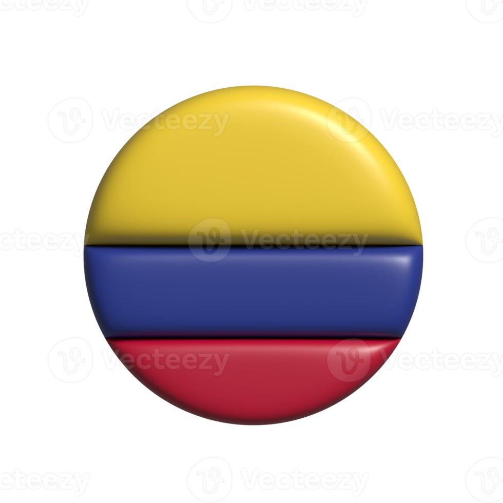 Colômbia circular bandeira forma. 3d render png