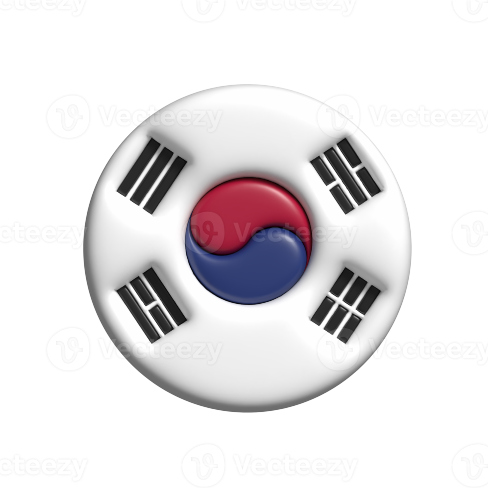 Sud Corea bandiera. 3d rendere png