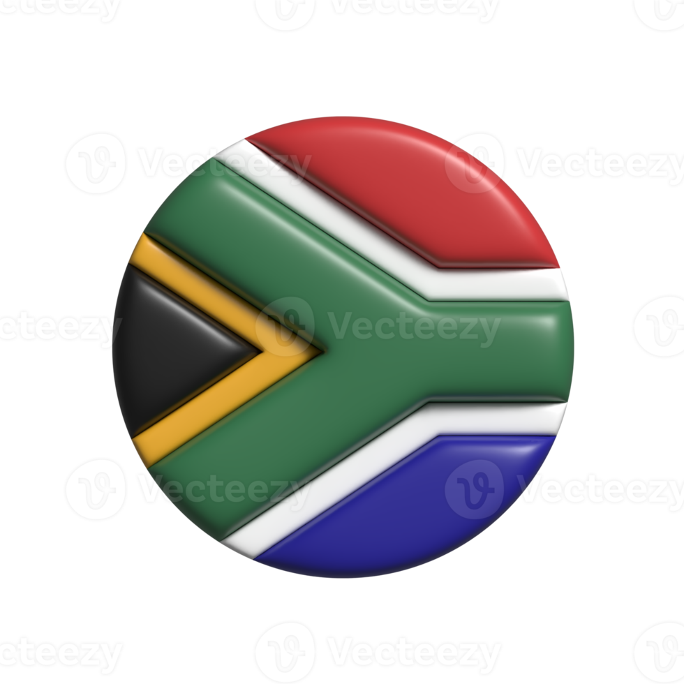 sul África circular bandeira forma. 3d render png