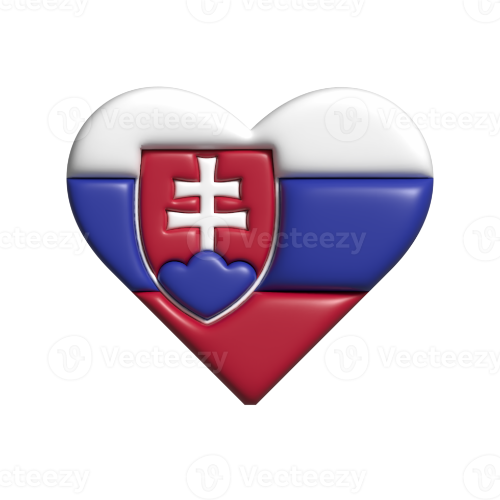 Slowakije hart vlag vorm geven aan. 3d geven png