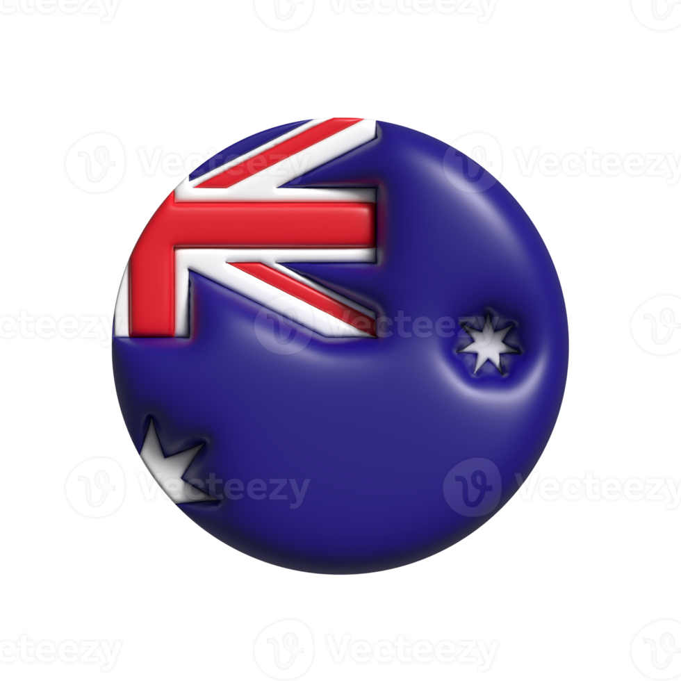 Australia circular flag shape. 3d render png