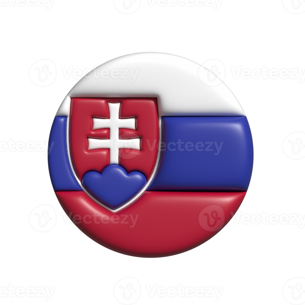 Slovakia circular flag shape. 3d render png