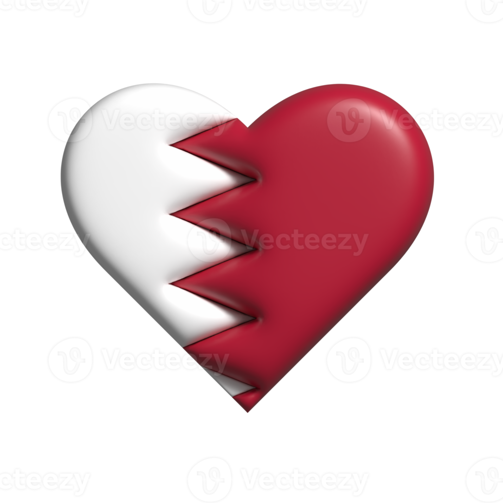 Bahrain Herz Flagge Form. 3d machen png