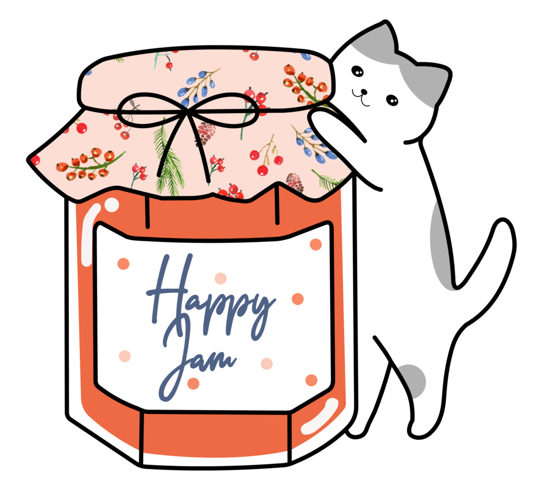 Cute little cat with jam png
