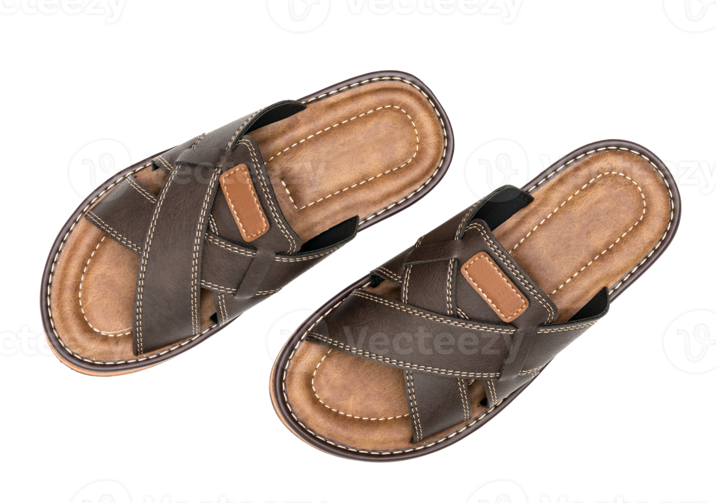 Brown leather slippers isolated png