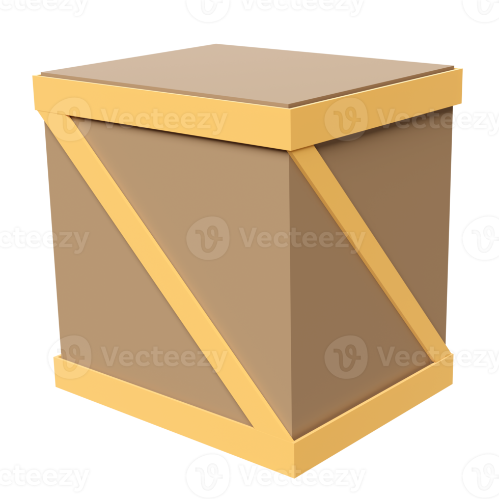 3d wooden crate isolated. 3d illustration render png