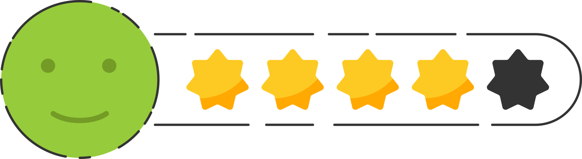 Emoji feedback icon with stars rating. png