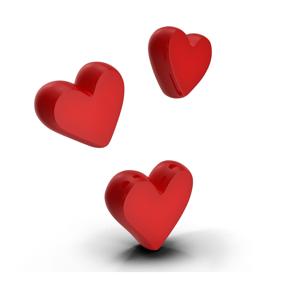 3 hearts 3d red 22221138 PNG