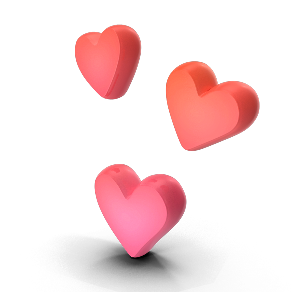 3 hearts 3d red png