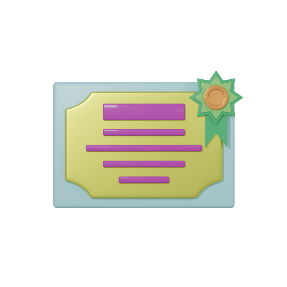 certificate 3d render png