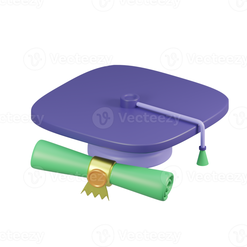 graduation cap 3d render png