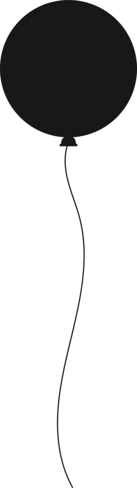 Black silhouette party balloon tied with string png
