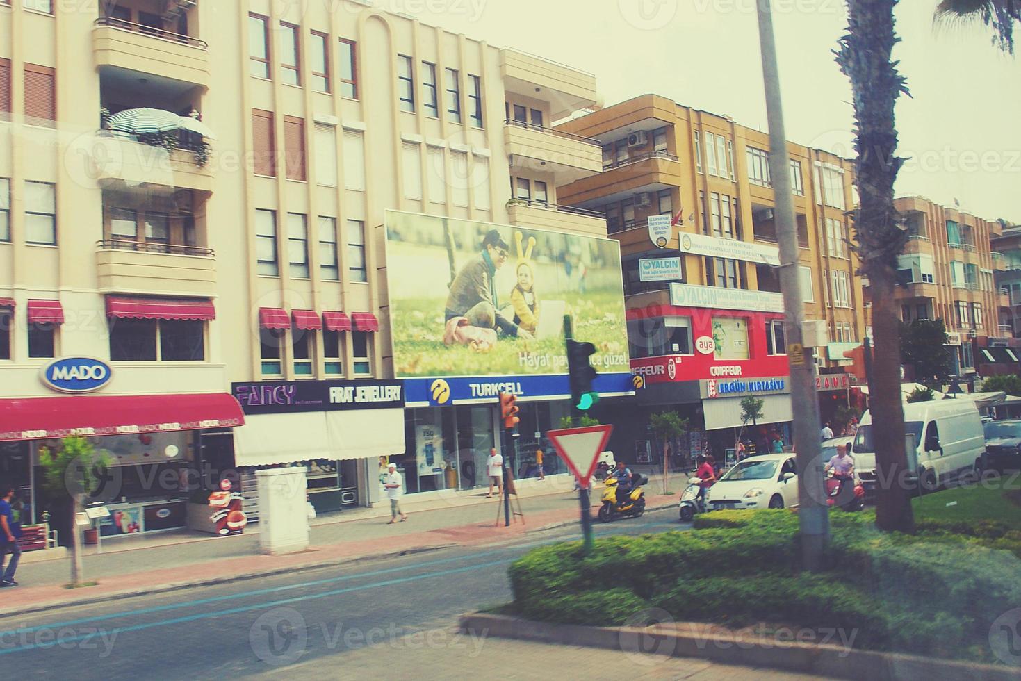 nteresting original Turkish streets and houses in the city of Alanya photo