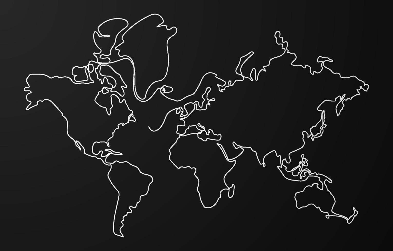 One Line Art World Map Background vector