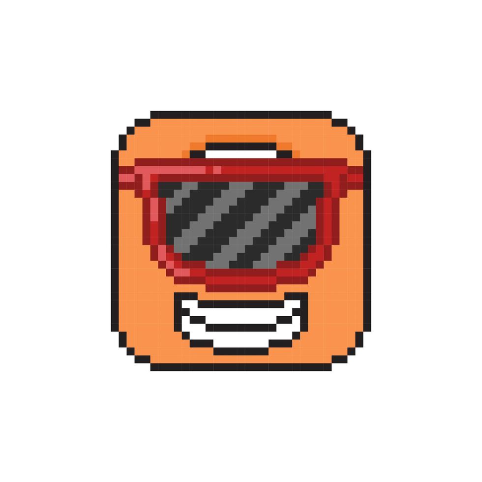 one eye head with sunglasses in pixel art style vector