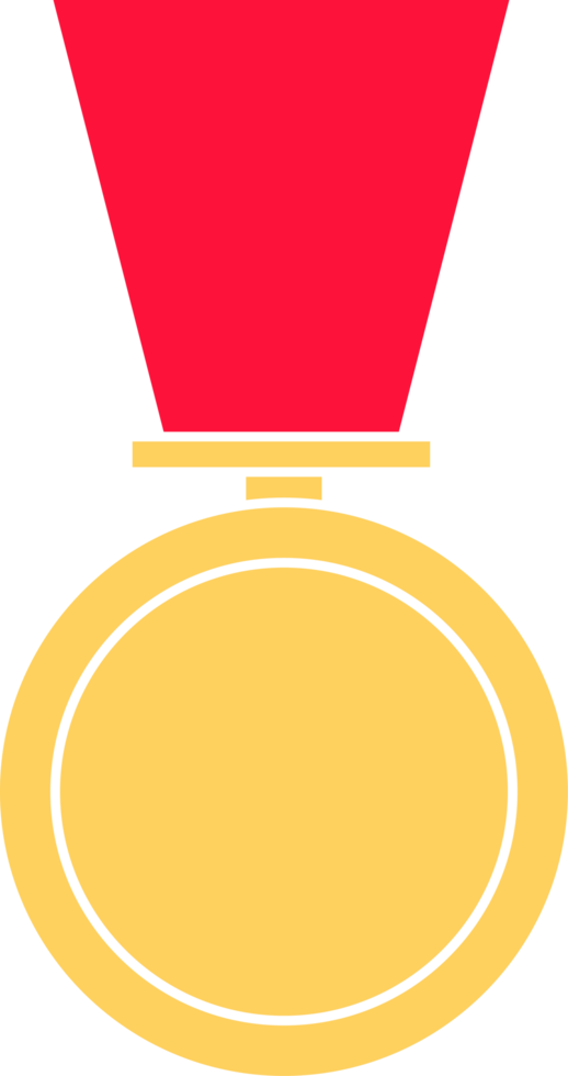 Gold medal with red ribbon png