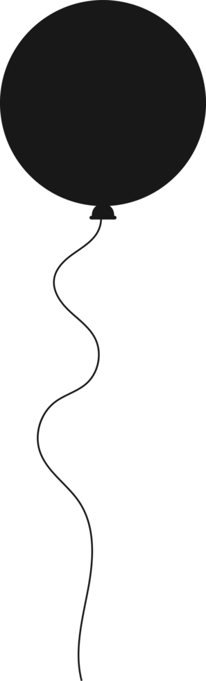 svart silhuett fest ballong bunden med sträng png