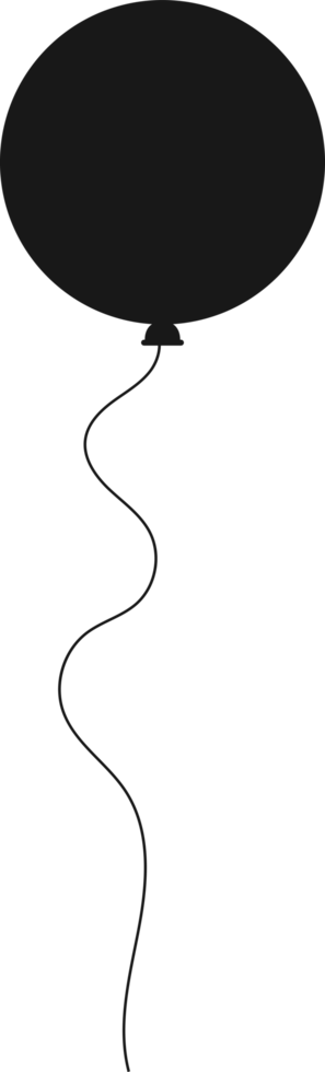 Black silhouette party balloon tied with string png