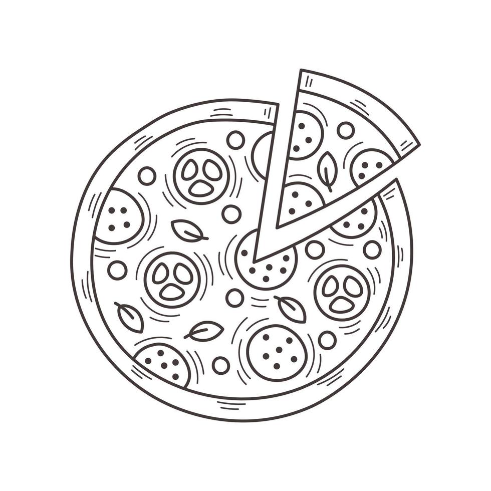 Pizza Circle Doodle vector