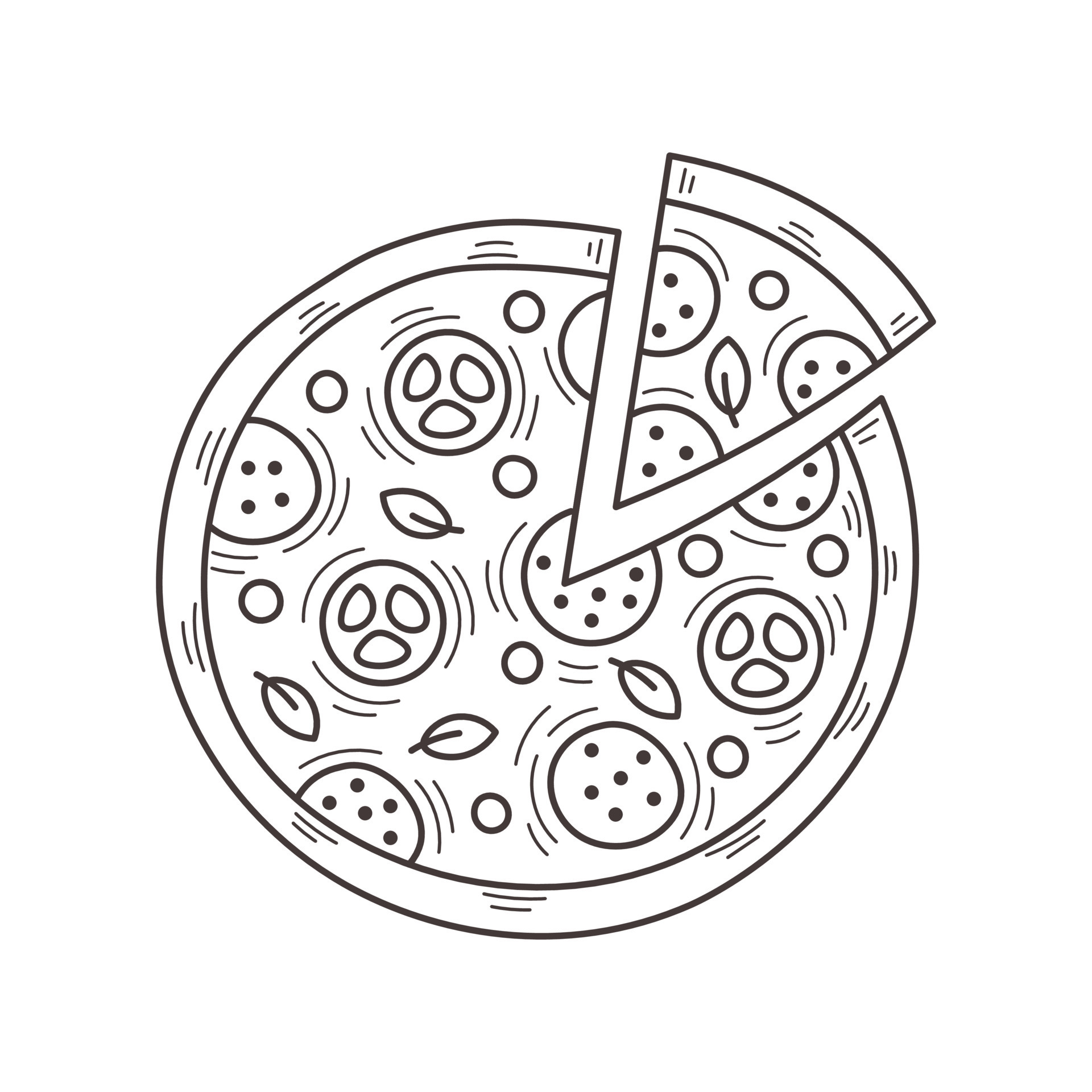 Pizza Circle Doodle 22223060 Vector Art at Vecteezy