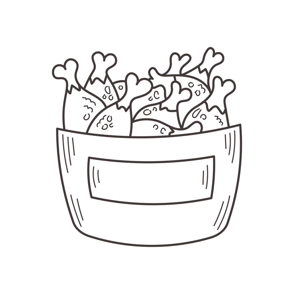 Chicken wings doodle element vector