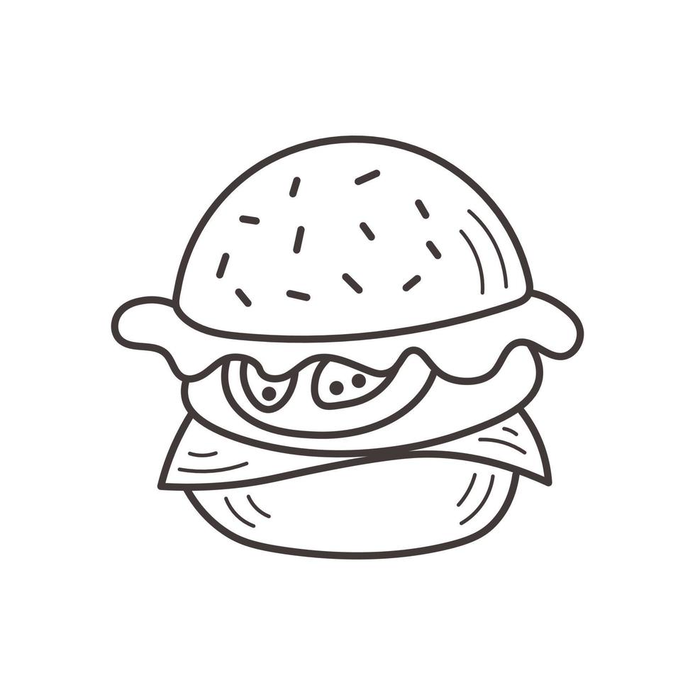 Hamburger doodle elements vector