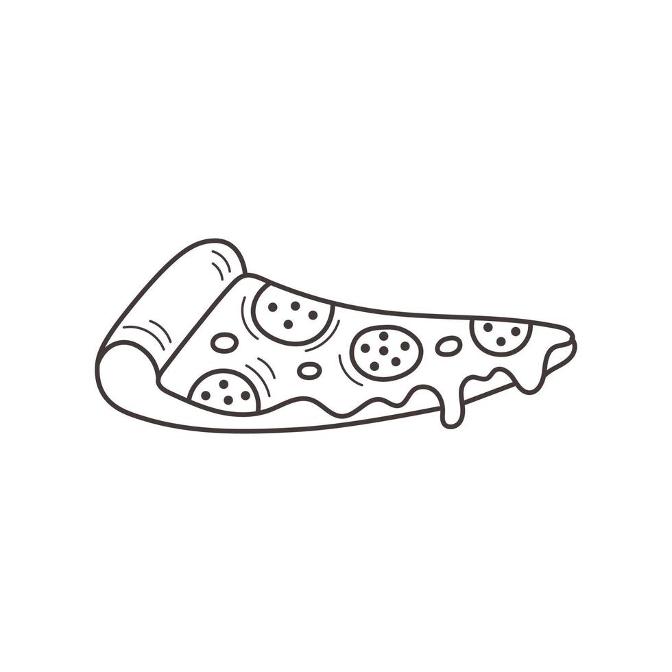 Piece of pizza doodle element vector