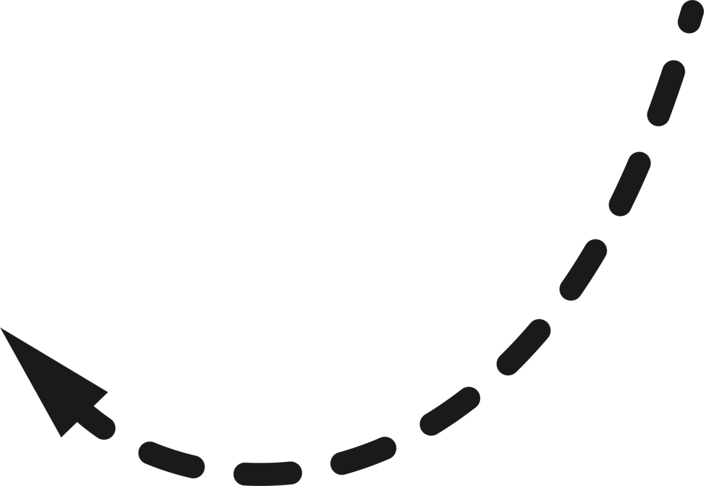 Hand drawn dashed arrow shape png