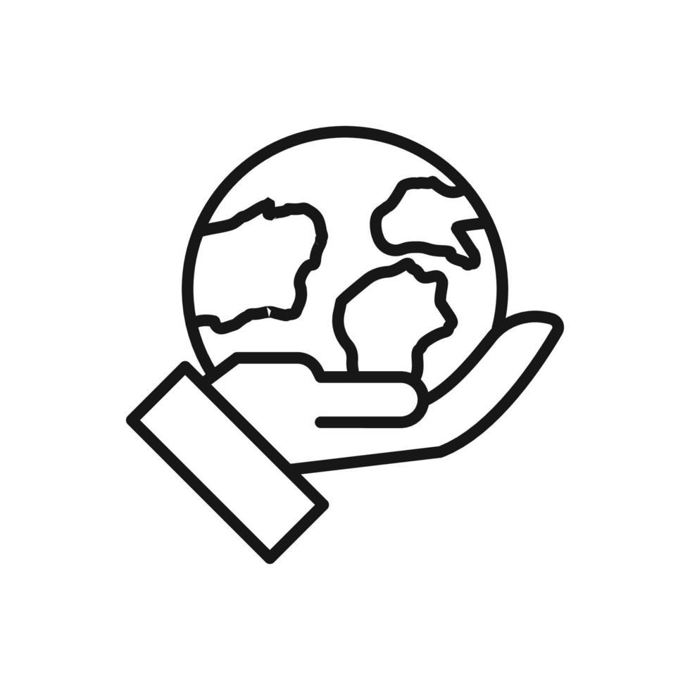 Editable Icon of Globe in Hand, Vector illustration isolated on white background. using for Presentation, website or mobile app
