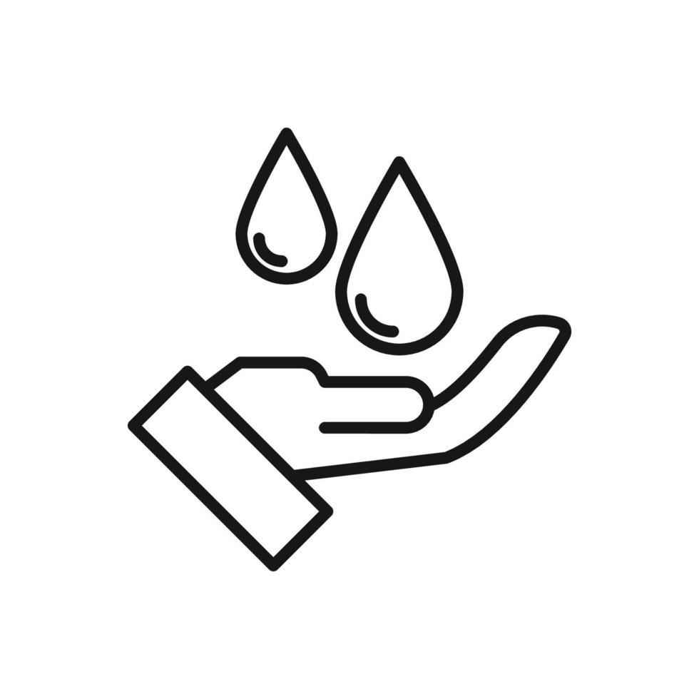 Editable Icon of Water Drop in Hand, Vector illustration isolated on white background. using for Presentation, website or mobile app