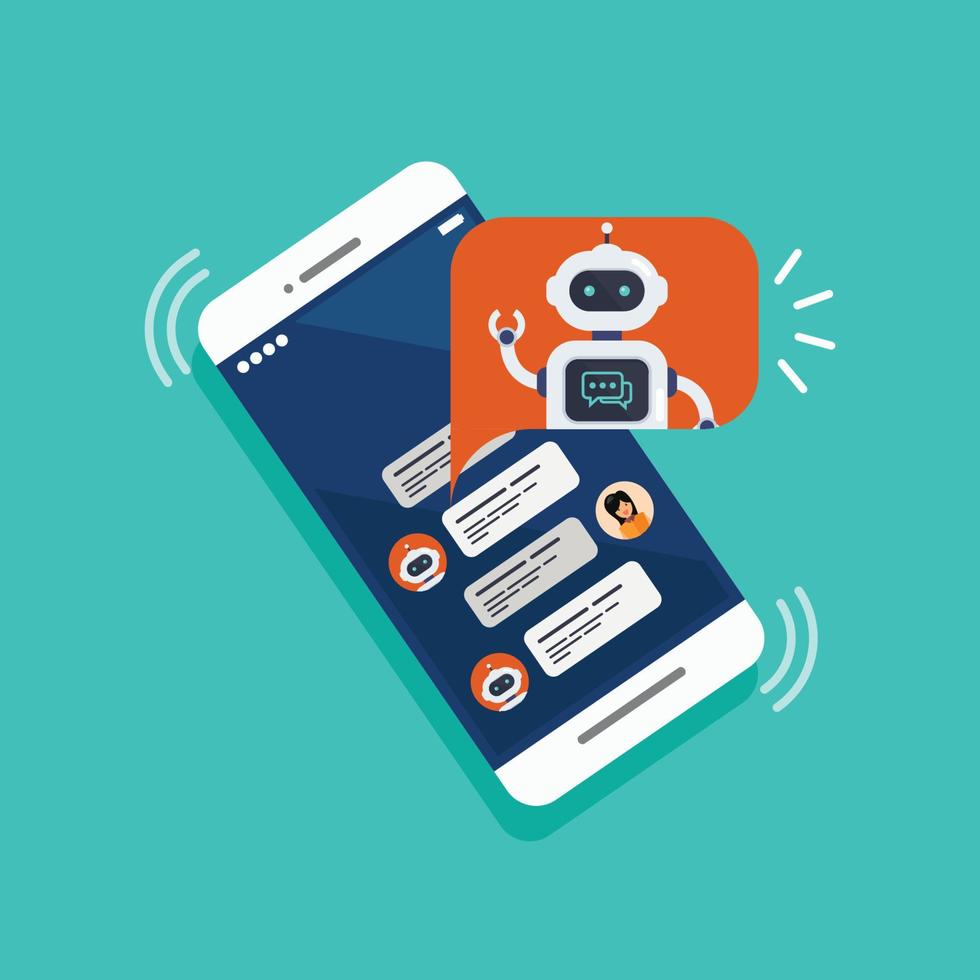 Chat bot on a smartphone vector