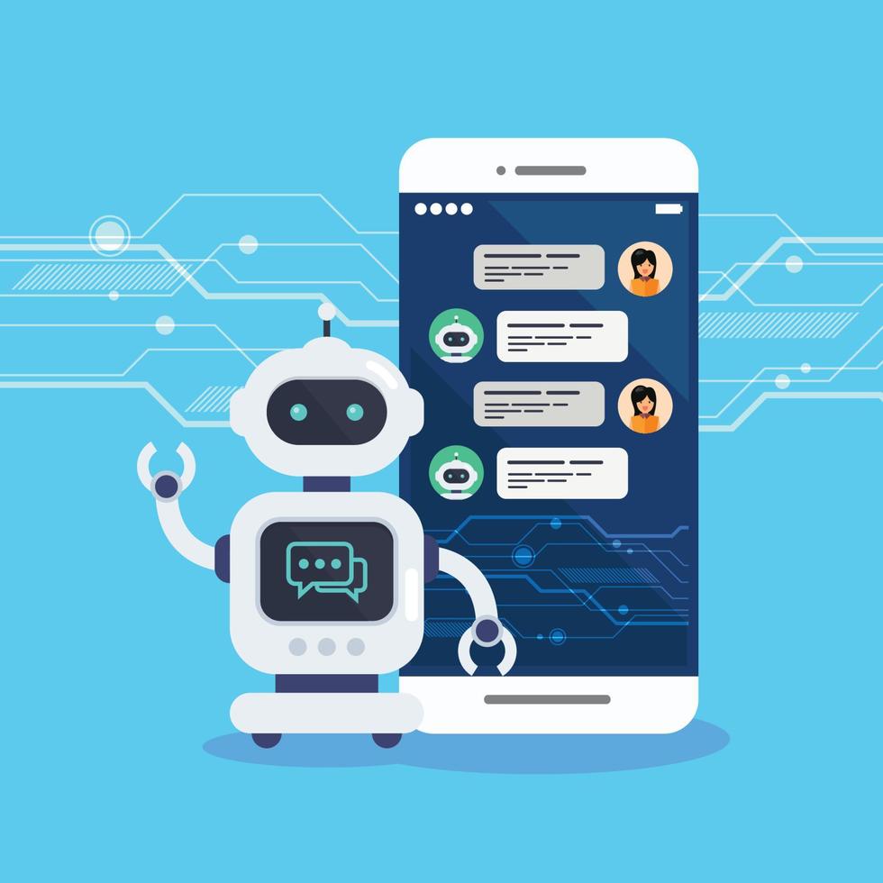 Smart Ai chat bot communicate with human vector