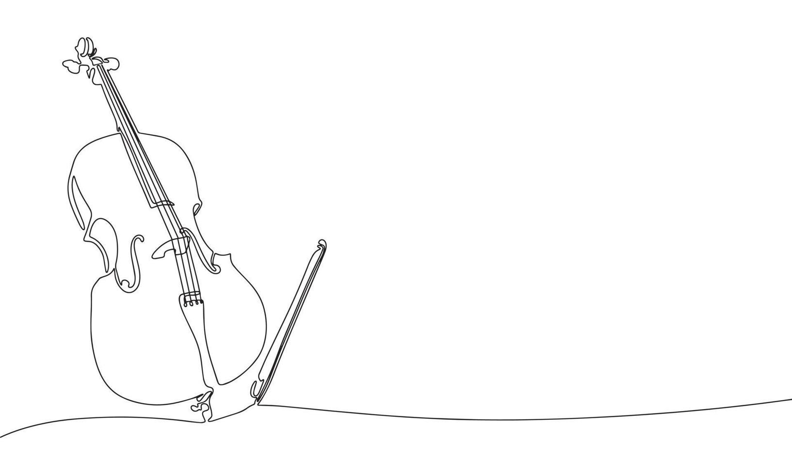 One line continuous cello illustration. Line art classic musical instrument. Violoncello vector