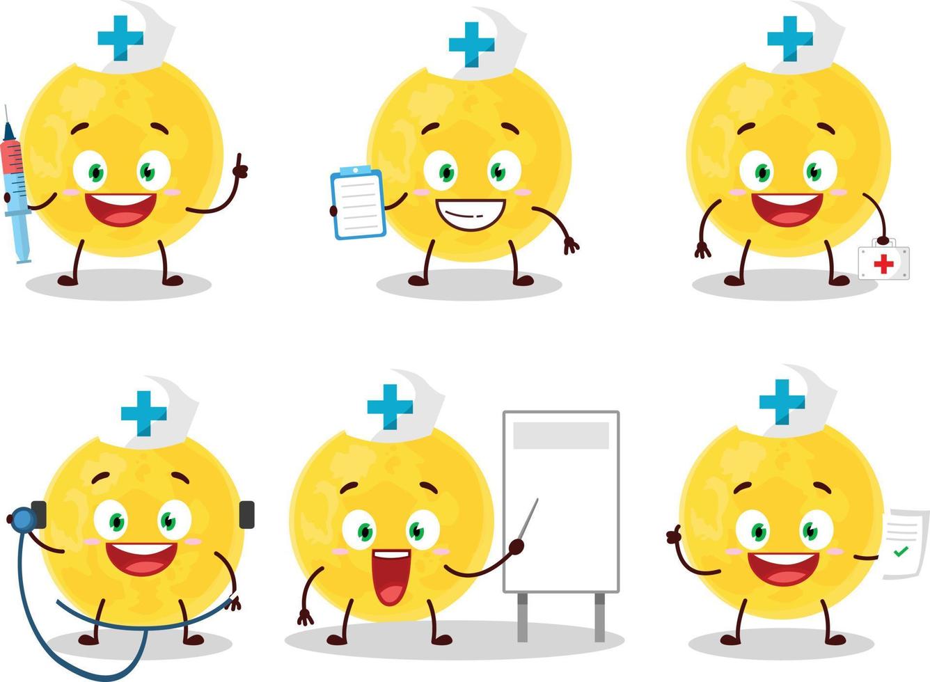 Doctor profession emoticon with yellow moon cartoon character vector