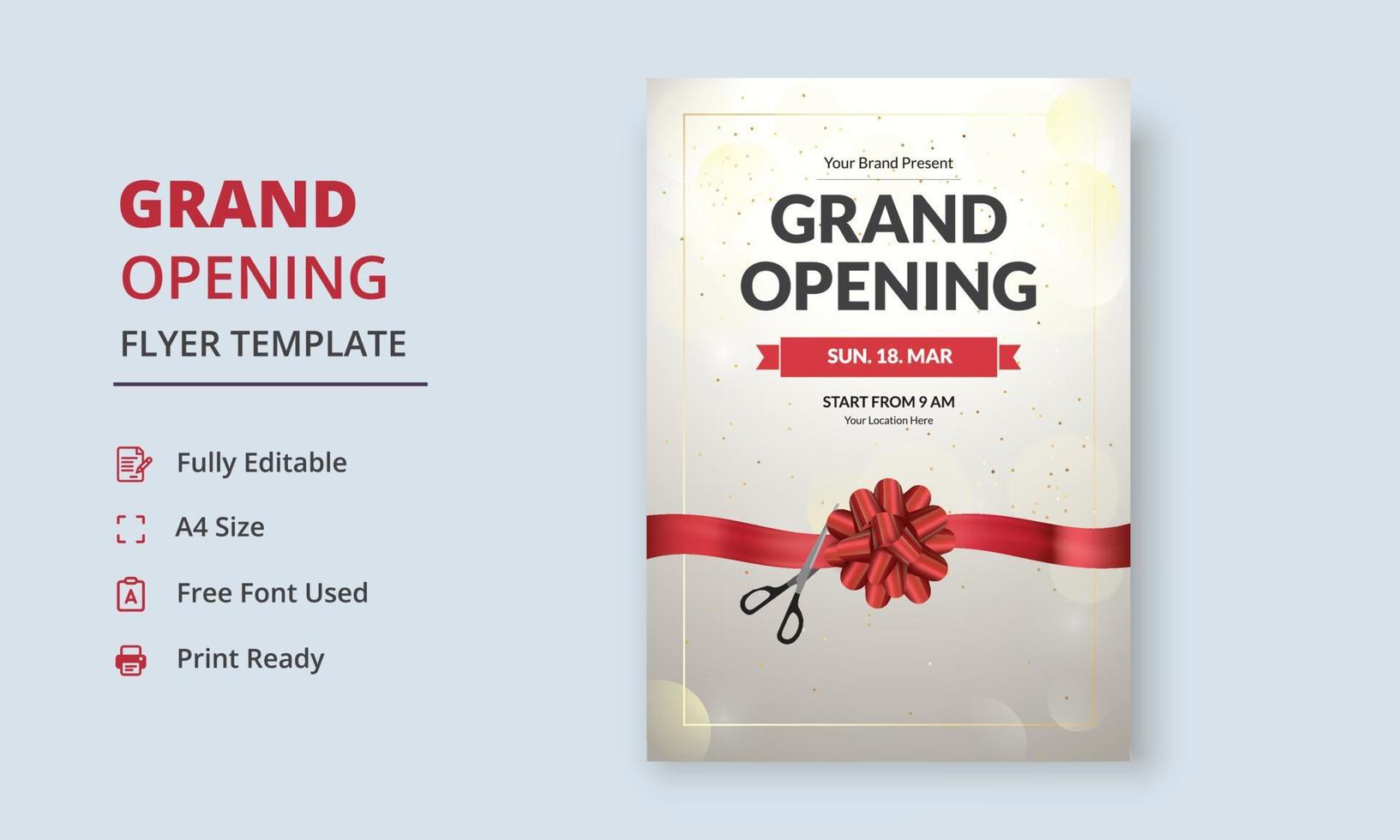 Grand Opening Flyer Template, Realistic grand Opening Invitation, Inauguration Flyer Template, Grand opening ceremony invitation flyer vector