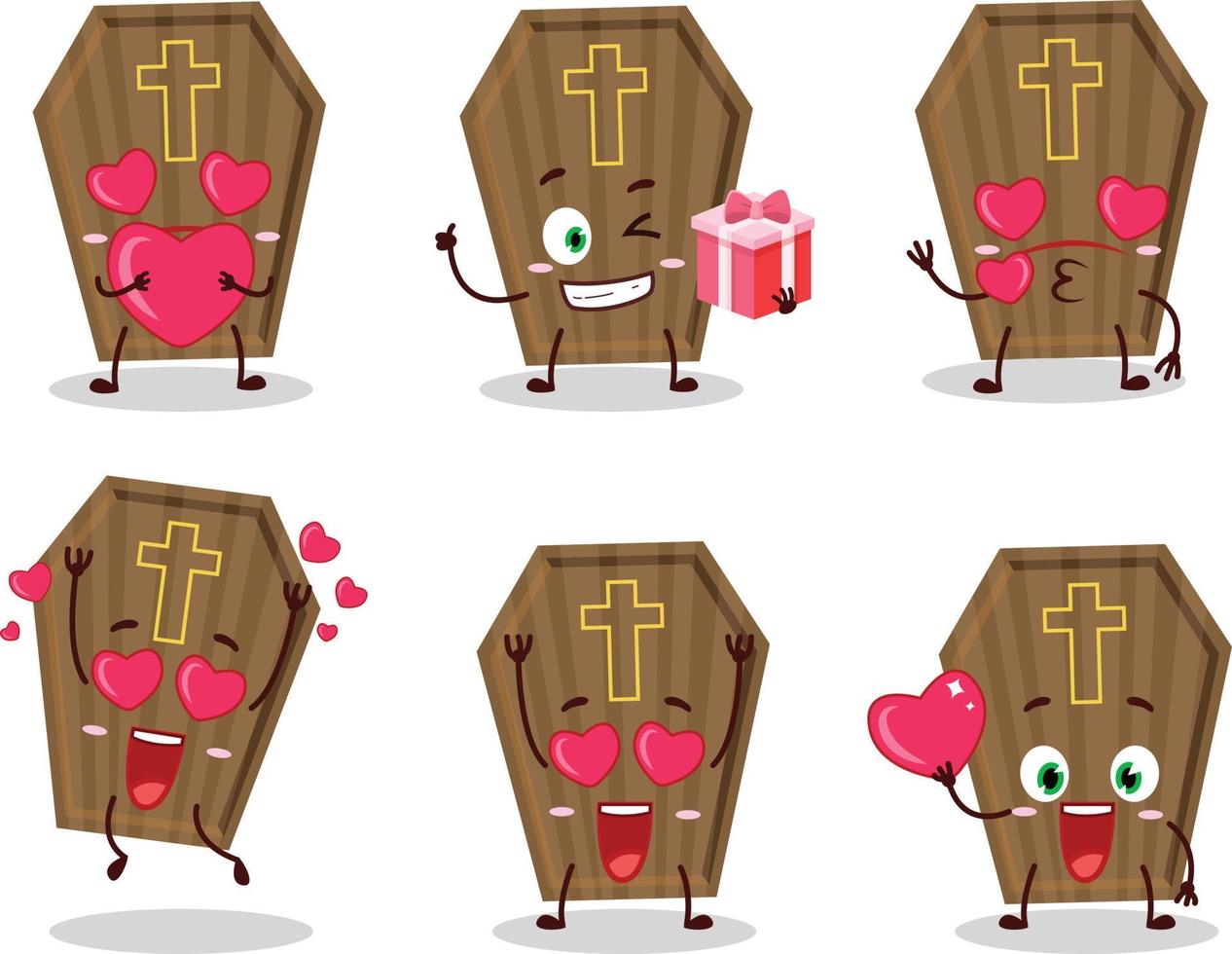 Coffin cartoon character with love cute emoticon vector