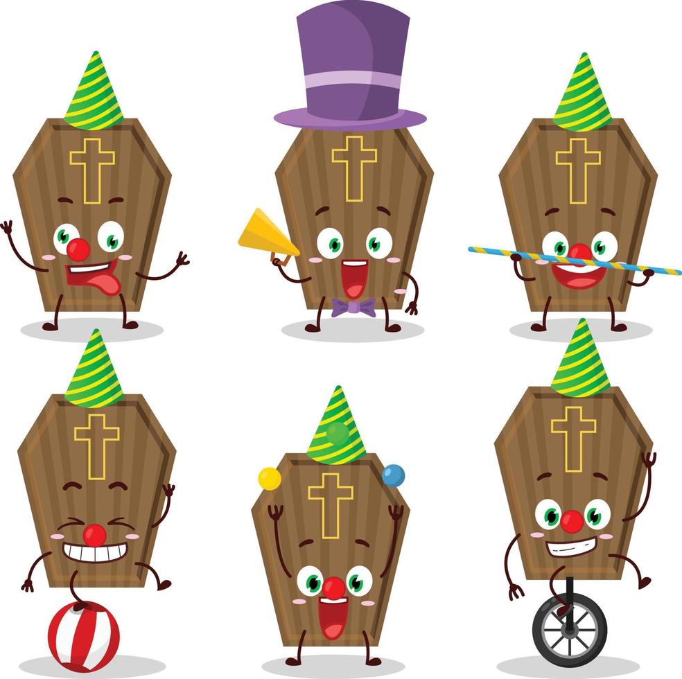 Cartoon character of coffin with various circus shows vector