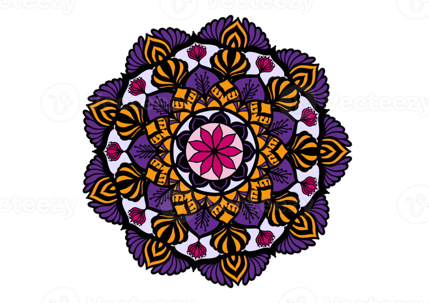 Mandala circular design. Round ethnic mandala with floral elements png